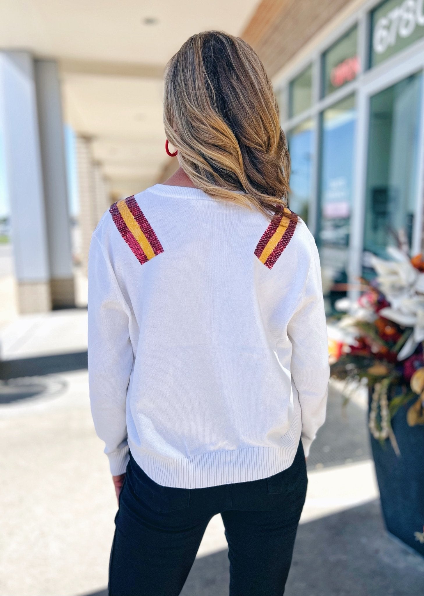 Kansas City Football V Neck Sweater - Queen of Sparkles x Amelia's Collab - Amelia's Boutique