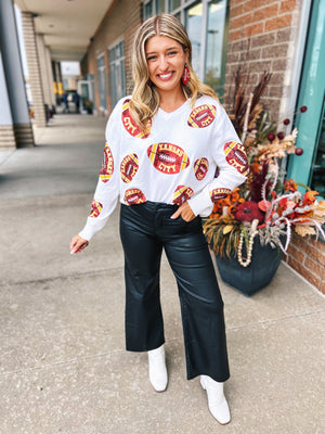 Kansas City Sequin Football QOS Custom Sweater