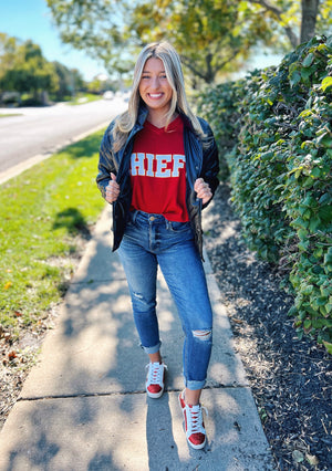 Chiefs Custom QOS Red Vneck Sweater