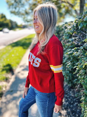 Chiefs Custom QOS Red Vneck Sweater