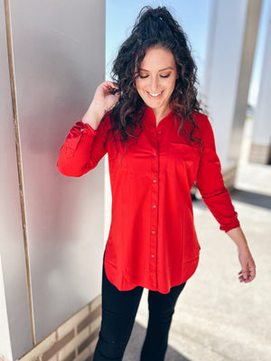 Red Button Front Shirt -Schiffer