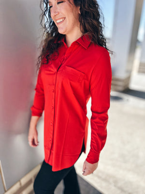 Red Button Front Shirt -Schiffer