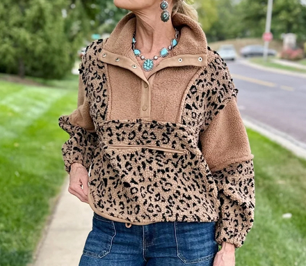 Leopard Sherpa Pullover