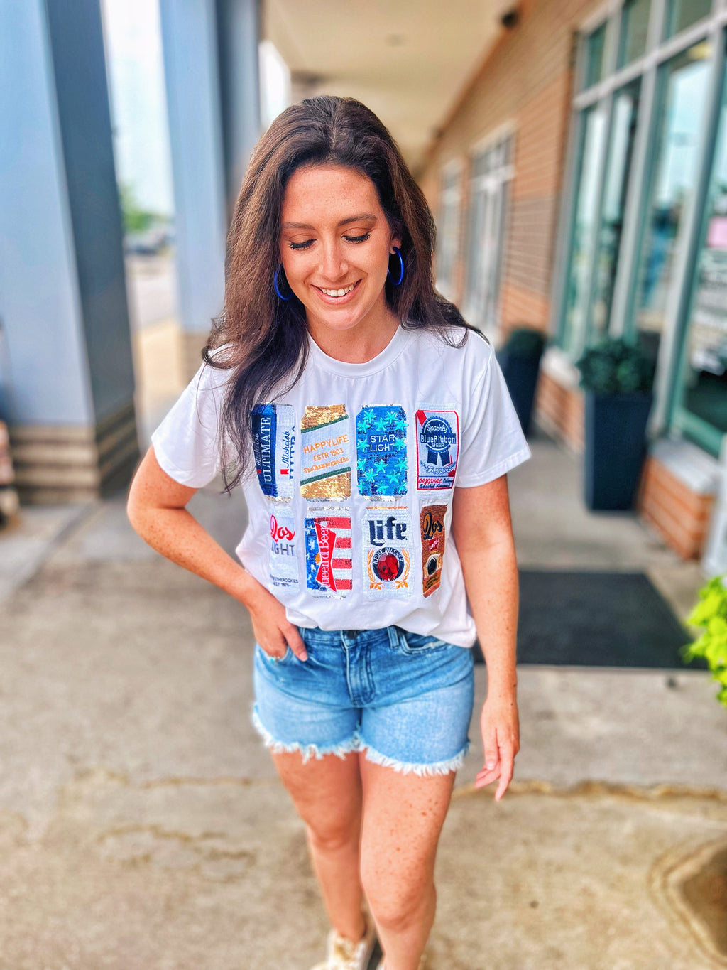 Queen of Sparkles Red, White and Beer Tee