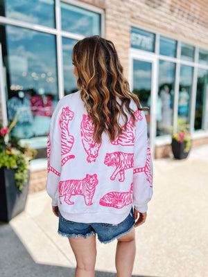 Pink Tigers Sweatshirt by Queen of Sparkles
