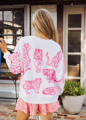 Pink Tigers Sweatshirt by Queen of Sparkles