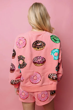 Pink Donut Sweatshirt by Queen of Sparkles