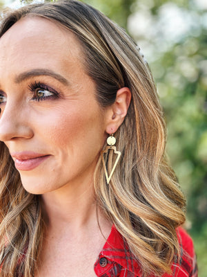 Brushed Gold Arrowhead Earring
