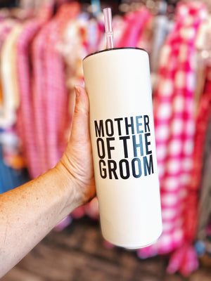 'Mother of the Groom' 20oz Skinny Tumbler with Straw
