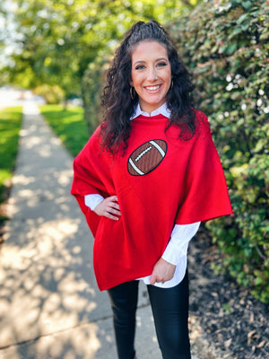 Football Poncho in Red