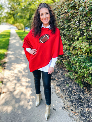 Football Poncho in Red