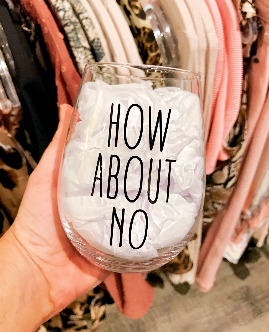 'How About No' 16 oz Stemless Wine Glass