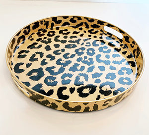Round 12 "Cheetah Tray  with Brushed Gold Trim
