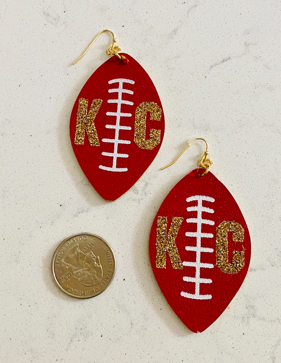 Beaded Red Football Helmet Earring