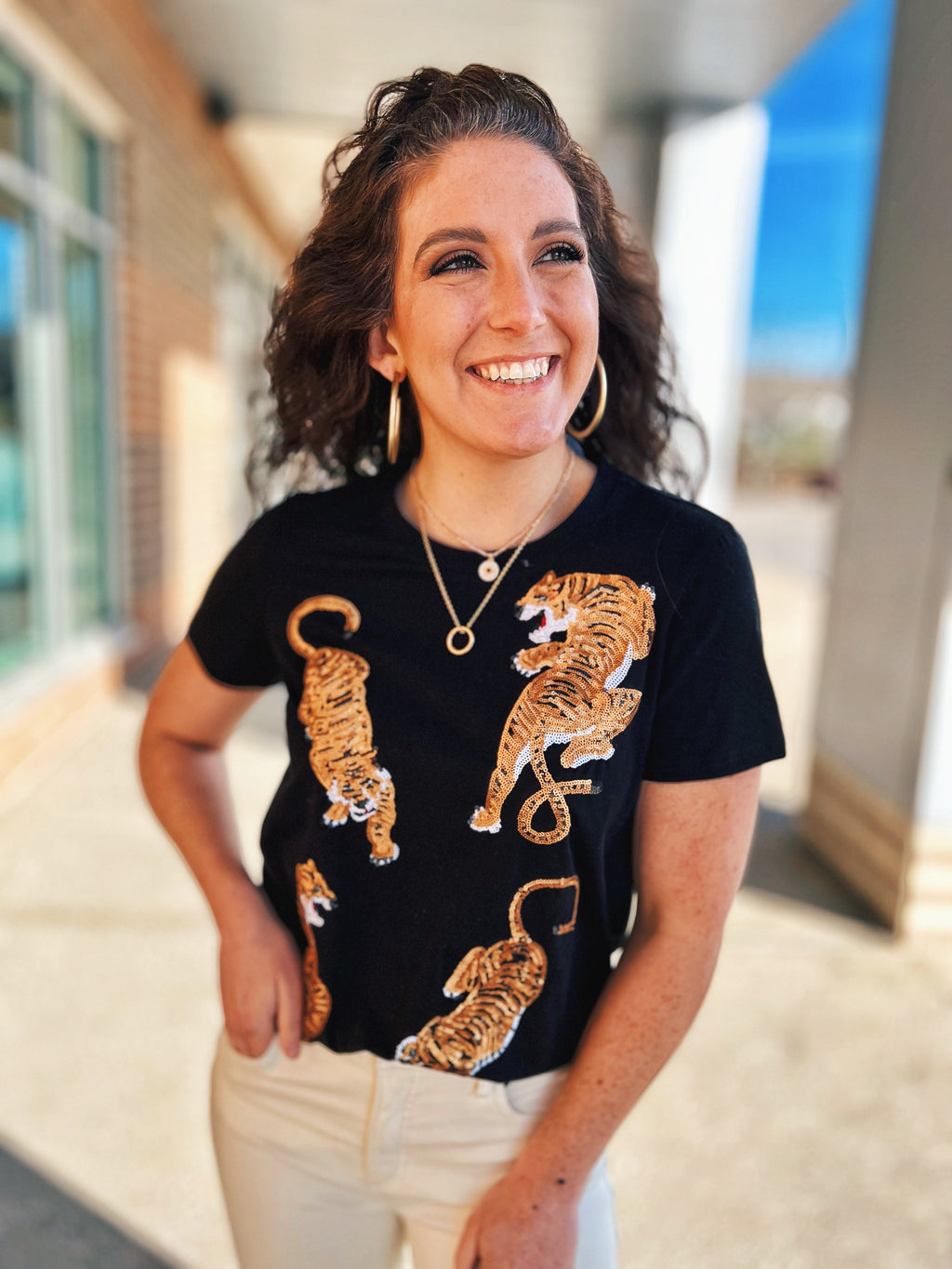 Sequin Tiger Tee by Queen of Sparkles