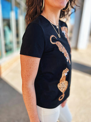 Sequin Tiger Tee by Queen of Sparkles