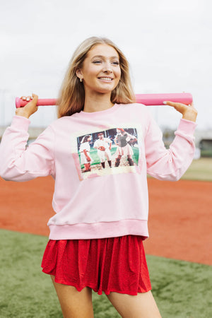 Queen of Sparkles League of Their Own Baseball sweatshirt in Pink